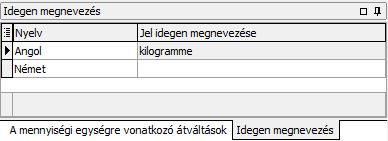 Felviteli segédlet Mennyiségi egység Váltószám Mennyiségi egység (mire) Nem változtatható a mező értéke, mindig az aktuálisan szerkesztett mértékegység megnevezése szerepel ebben a mezőben.