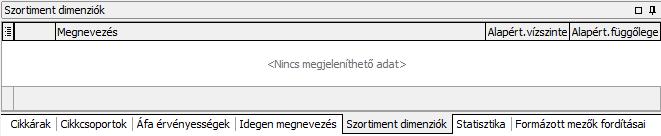 Felviteli segédlet Nyelv Megnevezés A bizonylat nyelve. Nem szerkeszthető mező. A cikk idegen megnevezése. Ez a megnevezés jelenik meg az idegen nyelvű bizonylatokon.