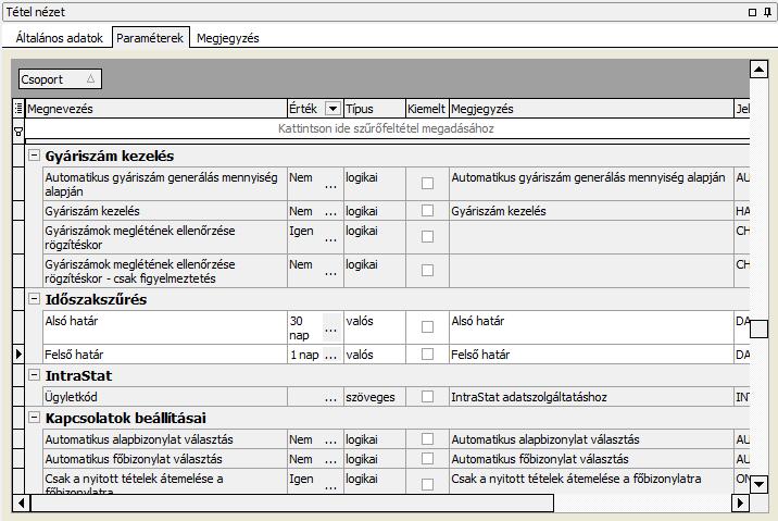 Paraméterek ismertetése 1. ÁFA kezelés ÁFA kezelés: Bekapcsolása esetén a program kiszámolja a tételek ÁFA értékét. Ellenkező esetben a nettó és a bruttó ár megegyező lesz.