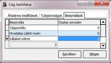 Besorolások A funkció segítségével a Partner programban rögzített besorolásokhoz rendelhet hozzá Excel táblázat oszlopokat.