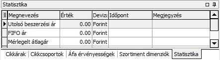 Szortiment dimenziók Amennyiben be van kapcsolva a cikknél a Szortiment kezelés, úgy megjelenik a Szortiment dimenziók fül, ahol a cikkcsoportnál beállított szortiment dimenziók