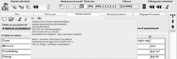 1 A költségvetés tételének kidolgozására szolgáló ablak A továbbiakban ezt a logikai részt tételpanelnek nevezzük.