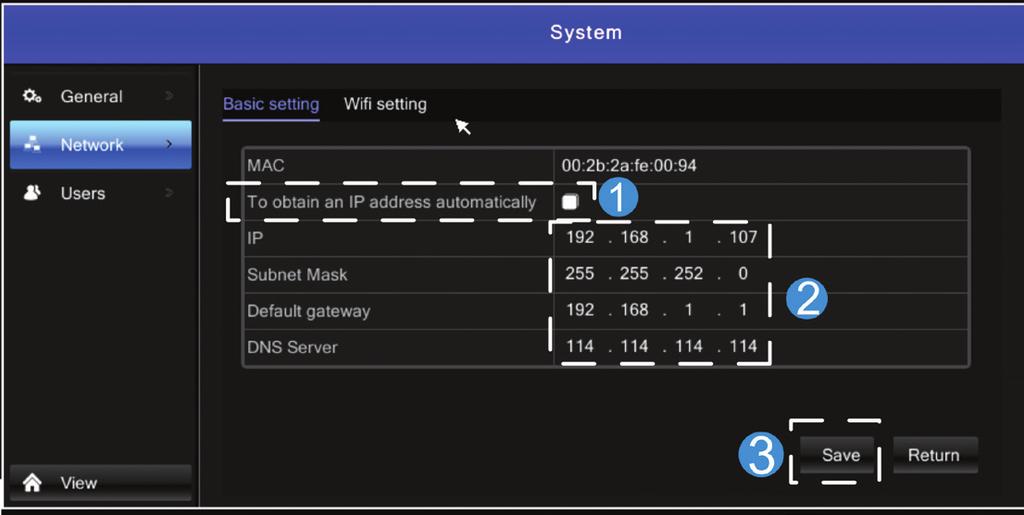 Kattintson a Main menu ( főmenü )- System ( rendszer )- Users ( felhasználók ) menüpontokra.