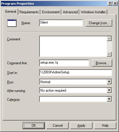 10. Az Environment [Környezet] fülön, a Program Properties [Program tulajdonságai] párbeszédpanelen: Válassza a Run with administrative