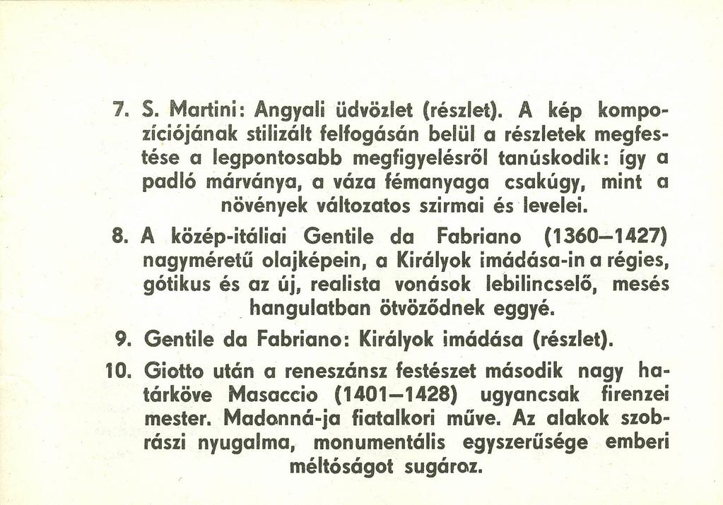 7. S. Martini : Angyali üdvözlet (részlet).