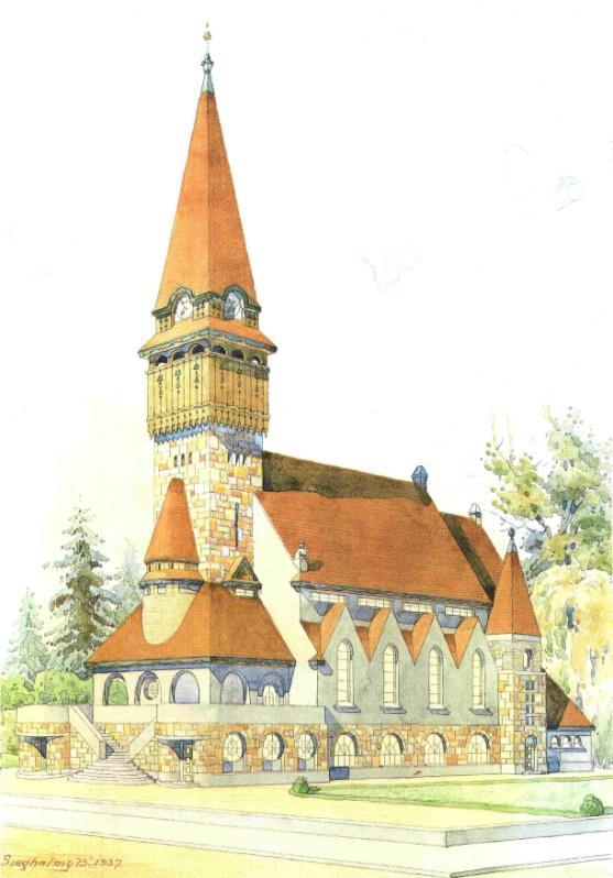 Templomunk eredeti tervrajza - Szeghalmi Bálint okl. építészmérnök - 1937. És lőn az Úrnak beszéde... Ez ama ház, amelyet te építesz.