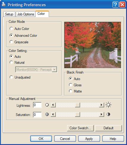 (c) (d) (e) Monitor (9300K) A Microsoft Office programcsomaghoz hasonló alkalmazásokból származó grafikák nyomtatásához ideális. A színek nyomtatásakor a világos tónus az elsődleges szempont.