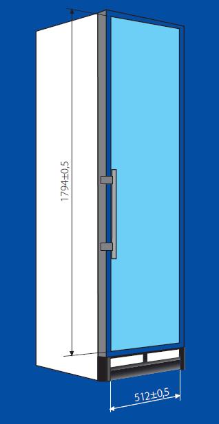 terület (CD480 6R02) A ventilátor körkörösen fújja a levegőt, így egyenletes a belső hőmérséklet Ajtózár Polc konfiguráció: 5 állítható polc, ami fehér polimer festékkel van bevonva Polc terület 125