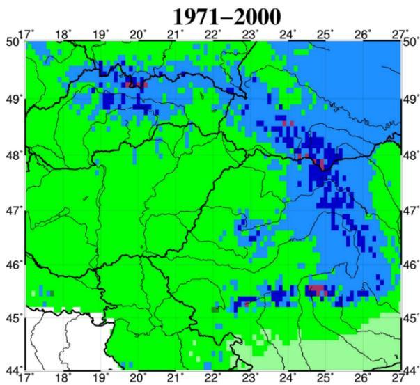 5. Eredmények A kutatás során Köppen (1918) valamint Feddema (2005) módszerét alkalmaztam Kárpát-medencére vonatkozólag a CarpatClim adatbázis felhasználásával.