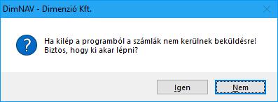 (A DimNAV új verzióra automatikusan frissül. Előfordulhat, hogy szükséges kézi frissítés, ekkor előbb be kell zárni a programot. A frissítés elvégzése után újra kell indítani a DimNAV programot!