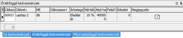 Fix ár: A cikk ára a cikk törzsben megadott ártól függetlenül az itt megadott értékkel fog szerepelni a bizonylaton.