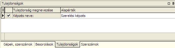 Tulajdonságok A Műveletek form tulajdonságai látszanak ezen a fülön.