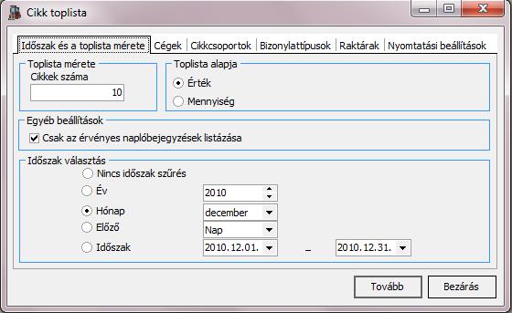 Árkategóriák A kimutatáson csak azok az érkategóriák szerepelnek, amelyek itt be voltak jelölve. Az árkategóriák kiválasztása a nevük előtt látható checkbox bekapcsolásával történik.