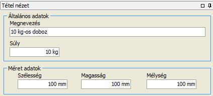 törzsadatok/cikkekhez kapcsolódó törzsadatok/csomagolási módok Általános adatok Megnevezés Súly Szélesség Magasság Mélység Felviteli segédlet A csomagolási mód megnevezése.
