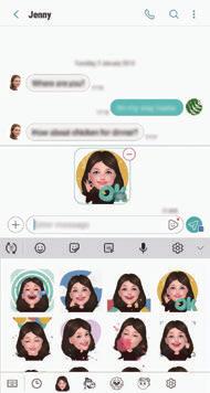 Az Egyéni emoji matricák azt követően jelennek meg, hogy létrehozta az Egyéni emojit a Fényképező alkalmazásban. További információkért lásd: Egyéni emoji.