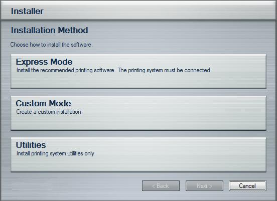 Felkészülés a használatra > A szoftver telepítése 3 Telepítés Express Mode alkalmazásával.