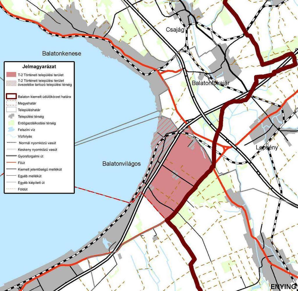 BALATONVILÁGOS TELEPÜLÉSSZERKEZETI TERV VIZSGÁLAT 22/53 BALATONVILÁGOS TELEPÜLÉSSZERKEZETI TERV VIZSGÁLAT 23/53 A településszerkezeti terv és a térségi jelentőségű tájképvédelmi terület övezetének