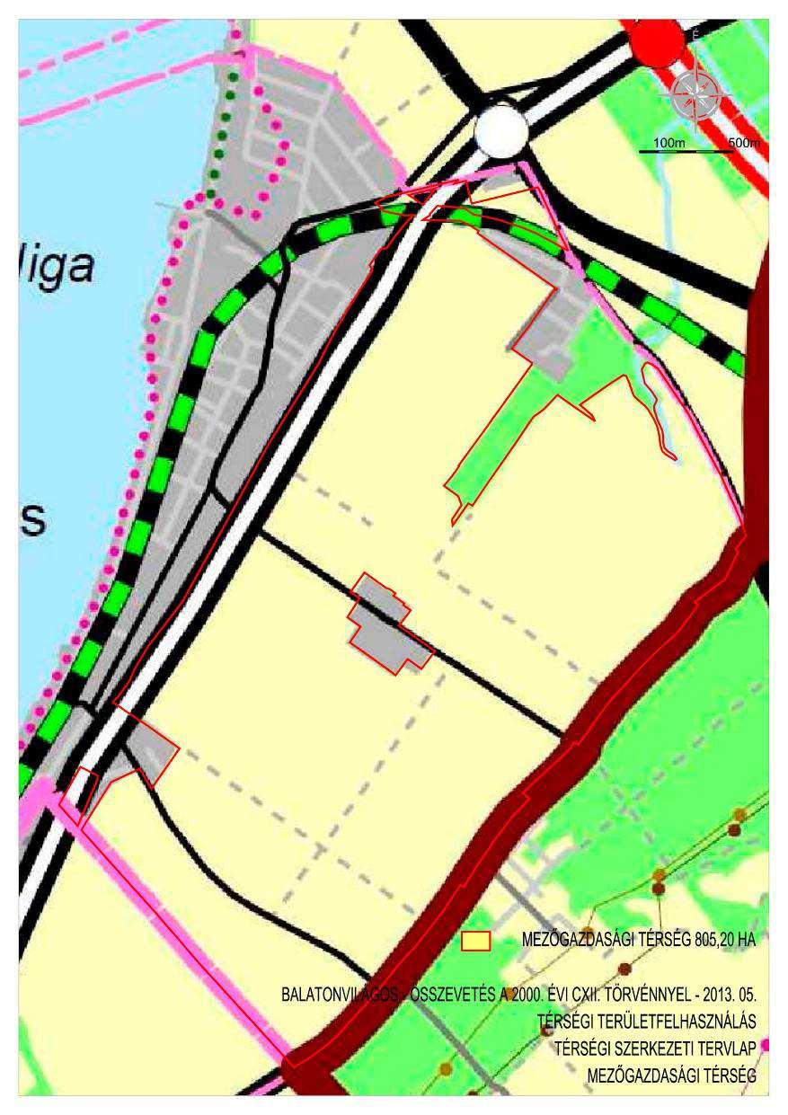 BALATONVILÁGOS TELEPÜLÉSSZERKEZETI TERV VIZSGÁLAT 10/53 A mezőgazdasági térség kiterjedése a Btv.
