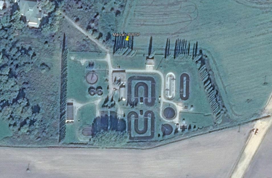 A szennyvíztisztító telep korábbi időpontban készített Google earth fotója (2013.08.10.