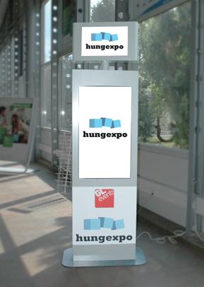 KIOSK HIRDETÉS Helye: a kiállítás területén és a Fogadócsarnokoban kihelyezett érintőképernyős kioskok Tulajdonság: banner megjelenítése a menüsor felett (jpg, png, gif) Méret: 1000 x 120 px Ár: 50