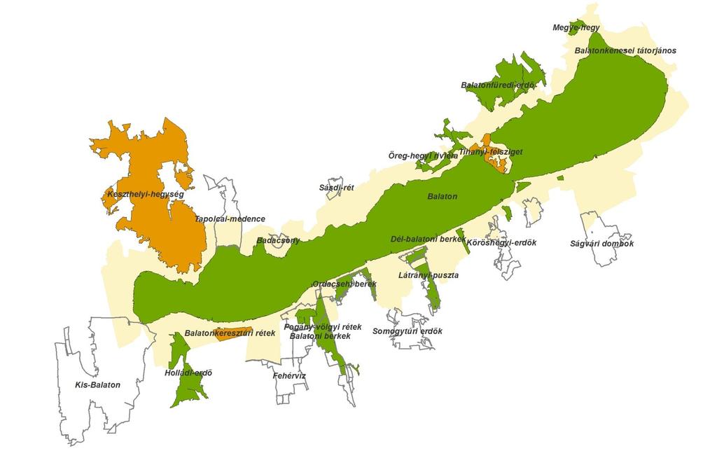 Natura 2000 fenntartási tervek készültsége a Balaton térségében A Balaton parti települések külterületét