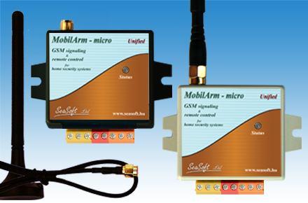 MobilArm - Micro GSM távjelző- és kapcsoló riasztóközponthoz 2 bemenettel és 2 relés kimenettel A MobilArm-Micro távjelzésre és távkapcsolásra fejlesztett GSM modul riasztás jelzéseinek átvitelére és