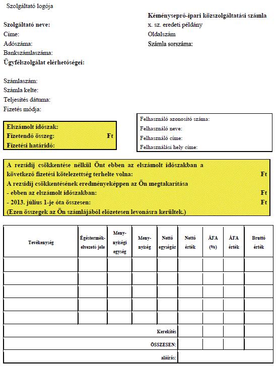 40. oldal 2. 1 A számla: " " 3. Magyarázat 3.1. Oldalszám: aktuális oldal száma /összes oldal száma formátumban. 3.2. x. sz. eredeti példány: az eredeti példány sorszáma. 3.3. Felhasználó azonosító száma, felhasználási hely címe: a felhasználó azonosításához szükséges adat, pl.