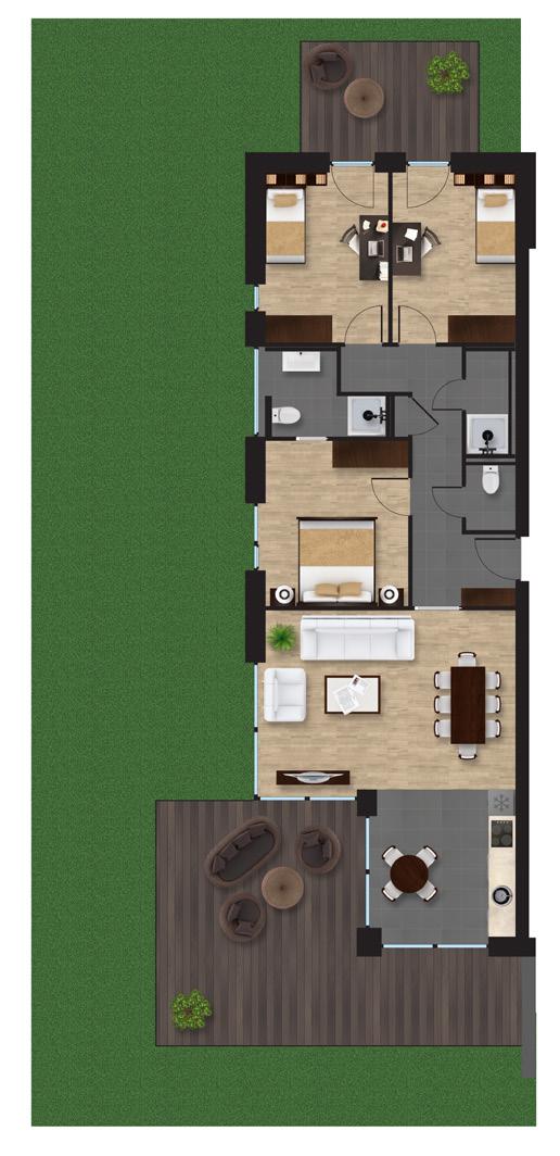 FÖLDSZINT 2-ES LAKÁS ALAPRAJZA 6. 5. 4. 9. 8. előtér 10,26 m² szoba 11,84 m² fürdő 4,03 m² 4. wc 1,76 m² 5. fürdő 2,53 m² 6.