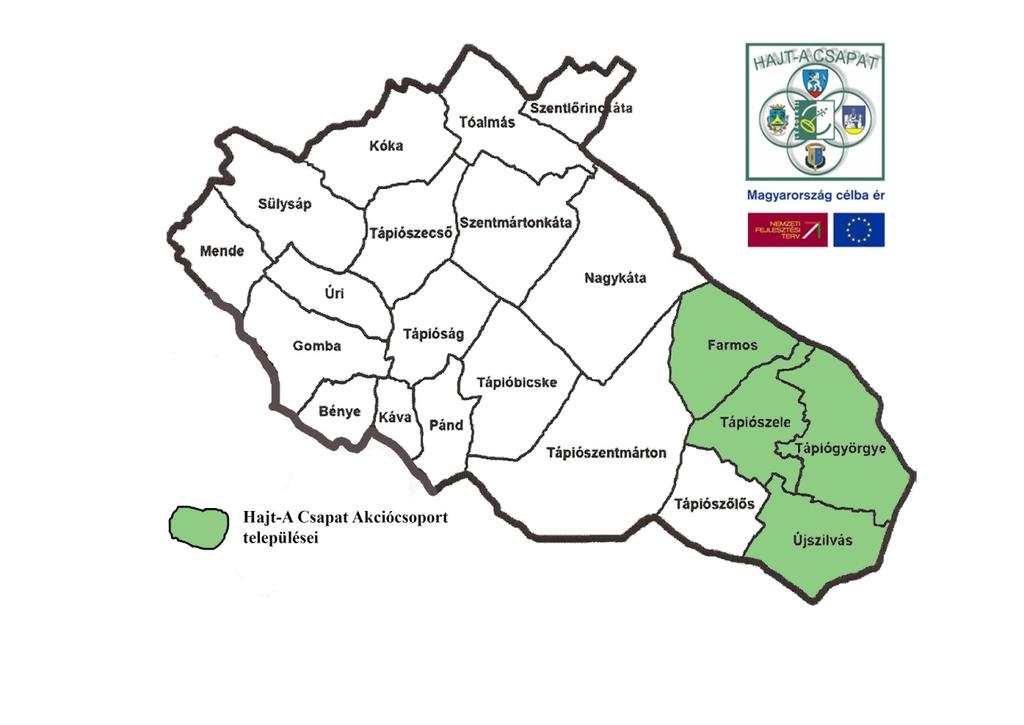 3/a ábra A HAJT-A Csapat Akciócsoporthoz tartozó települések (2004-2007)