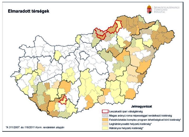 6. ábra: Elmaradott térségek (Forrás: Nemzetgazdasági Tervezési Hivatal) Összekapcsolt terek: az elérhetőség és a mobilitás biztosítása A tudáshoz, a munkaerőhöz a termékekhez és szolgáltatásokhoz