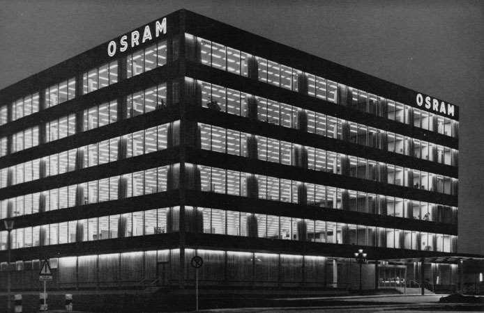 OSRAM Központi épület, München, W. Henn. 1963.