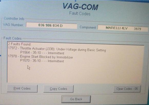 - 49 - Ezek mellett a VAG-COM két hibakódot is észlelt! 21. ábra: VAG-COM képernyő ábra, hibakód lista VW szabvány szerint az egyik 17972, míg a másik 17978.