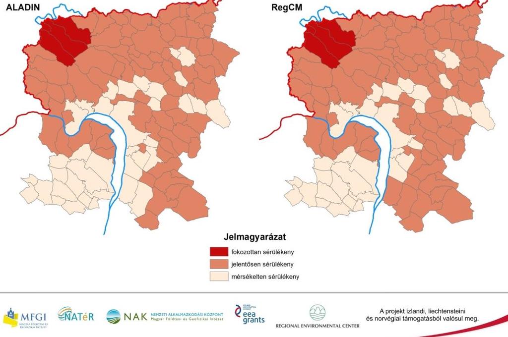 Következmények: a települések ivóvízellátásának sérülékenysége a 2021 2050 időszakban (példa)