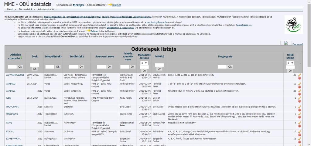 Online elérhető adatbázisok ODÚ adatbázis Főbb jellemzői: URL: http://oduadatbazis.mme.