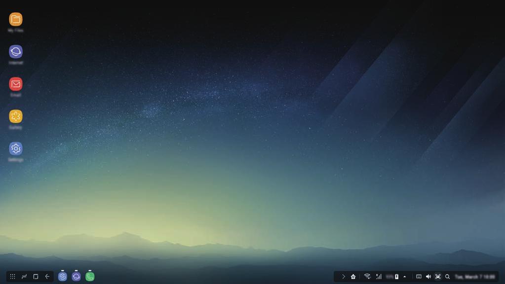 Alkalmazások és funkciók A Samsung DeX használata A mód kiválasztása képernyőn érintse meg a START SAMSUNG DeX elemet.