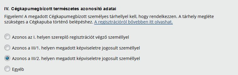 blokkban az Olyan külföldi személy, aki nem szerepel a magyar személy-nyilvántartásban opciót választotta, abban az esetben az Azonos a III/1.