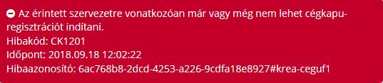 V. Gyakori regisztrációs hibaüzenetek Összegyűjtöttük a regisztrációs folyamat során leggyakrabban előforduló feldolgozási hibajelzéseket.