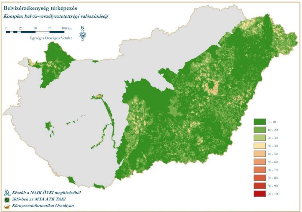 17. ábra: Komplex belvíz-veszélyeztetettségi valószínűség Forrás: Belügyminisztérium Vízügyi Főigazgatóság A Kis-Balaton környezetének csatornarendszere kiépített, a belvizek mezőgazdasági