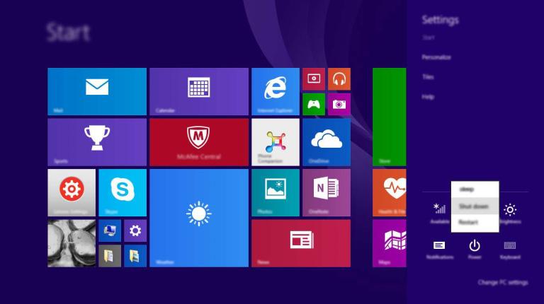 2. fejezet: A Windows 8.1 használatának megkezdése A számítógép leállítása Ha egy vagy két napig nem használja a számítógépet, akkor kapcsolja ki.