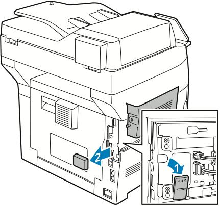 Ismerkedés 3. Nyúljon be a nyomtatóba, és húzza meg a kioldókart. Másik kezével fogja meg a vezeték nélküli hálózati adaptert, és óvatosan húzza ki a nyomtatóból.