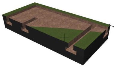Ekkor a jobb oldali alsó ábrához hasonló képet kapunk 3D-s nézetben. Terep rétegvonalakkal: Ha megfelelőnek találjuk a kapott eredményt, kapcsoljuk vissza a többi fóliát ill.