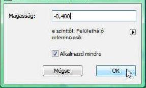 Felületháló pontjának emelése ikont válasszuk ki a magassági érték beállításához.