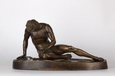 SZOBROK 57. Benedetto Boschetti (1820-1860) A megsebzett gall / The wounded gal bronz, hátoldalán jelzett: B.