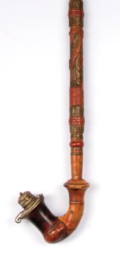 század második fele, meggyfa szárral, faragott fejjel hungarian, from the second half of the 19th century cherry-wood stem with carved head