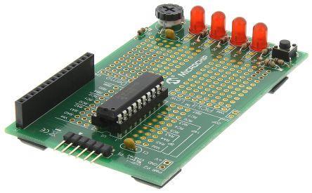Low Pin Count Demo Board Egyszerű fejlesztői kártya PIC16F690 mikrovezérlővel.