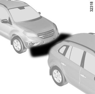 PARKOLÁST SEGÍTŐ RENDSZER (1/3) A berendezés működési elve A gépkocsi felszereltségétől függően, az első és/vagy a hátsó lökhárítóba épített ultrahangos érzékelők megmérik a távolságot a gépjármű és