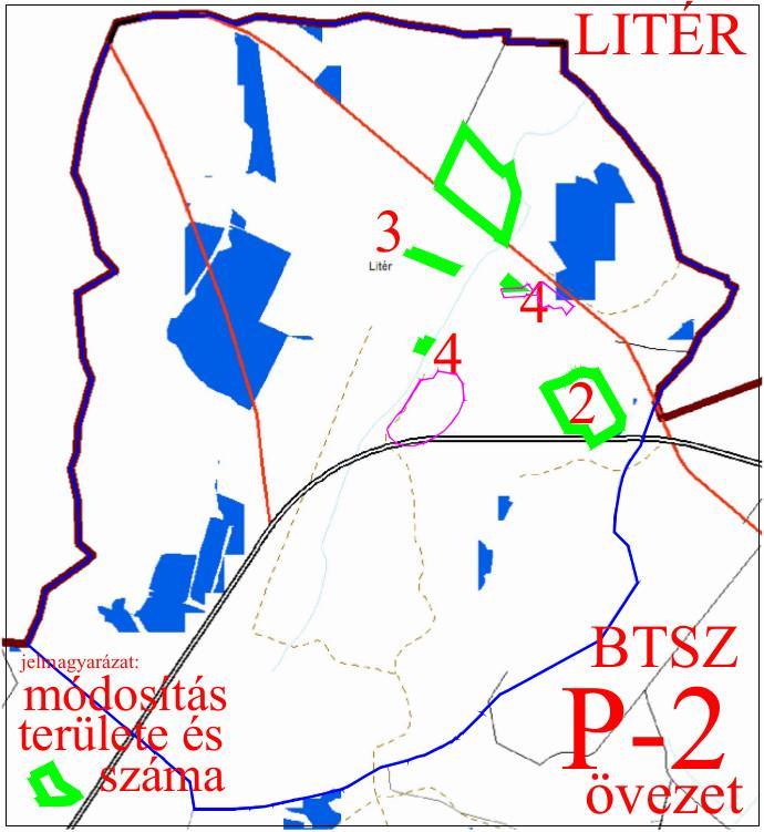 A település igazgatási területét érinti, és a 2. és 4. módosítás területét is érinti a BTSZ. Ö-3 települési övezete. A település igazgatási területét érinti, és a 2. és 4. módosítászöldterületi csreterületét érinti a BTSZ SZ-1 övezete.