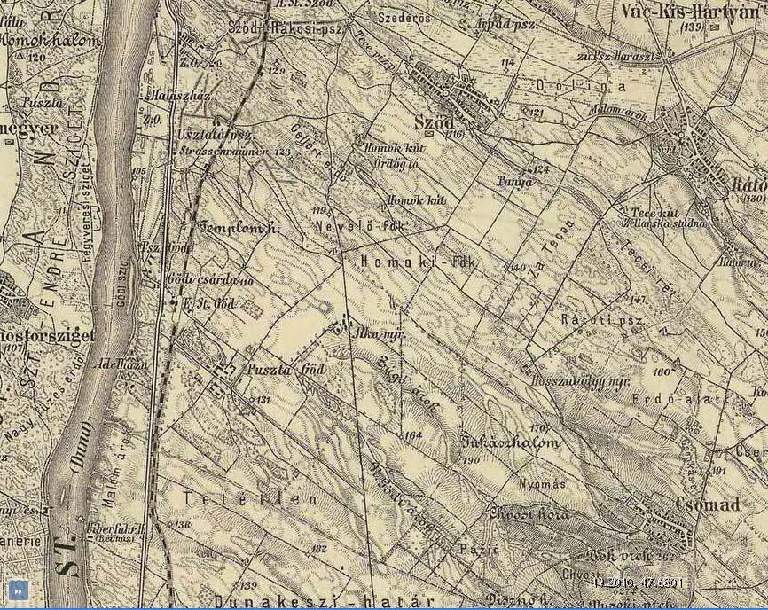 A terület tájtörténetének vizsgálatát a XIX. század végéig a harmadik katonai felmérés (1869-1887) térképe alapján tekinthetjük át.