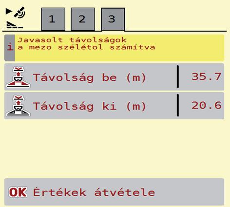 4 A AXIS EMC ISOBUS kezelése 4.4.10 OptiPoint számítása Az OptiPoint számítása menüben megadhatja a paramétereket a szegélyekre vonatkozó optimális bekapcsolási és kikapcsolási távolságok kiszámításához.