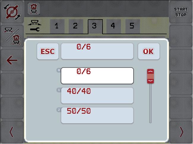 4 A AXIS EMC ISOBUS kezelése 4.12.2 Kiválasztási ablak Egyes menükben kiválasztásokat is alkalmazhat. 4.24 ábra: Kiválasztási ablak 1. Válassza ki a kívánt bejegyzést a kiválasztási ablakban. 2.